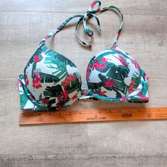 Victorias Secret Swim Tropical Bombshell Add-2-Cups Push Up Bikini Top 34C EUC - Picture 2 of 5